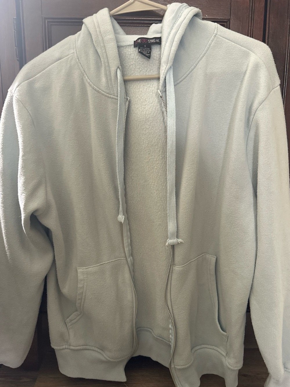 Women’s  Light Gray Full-Zip Hooded Fleece Jacket